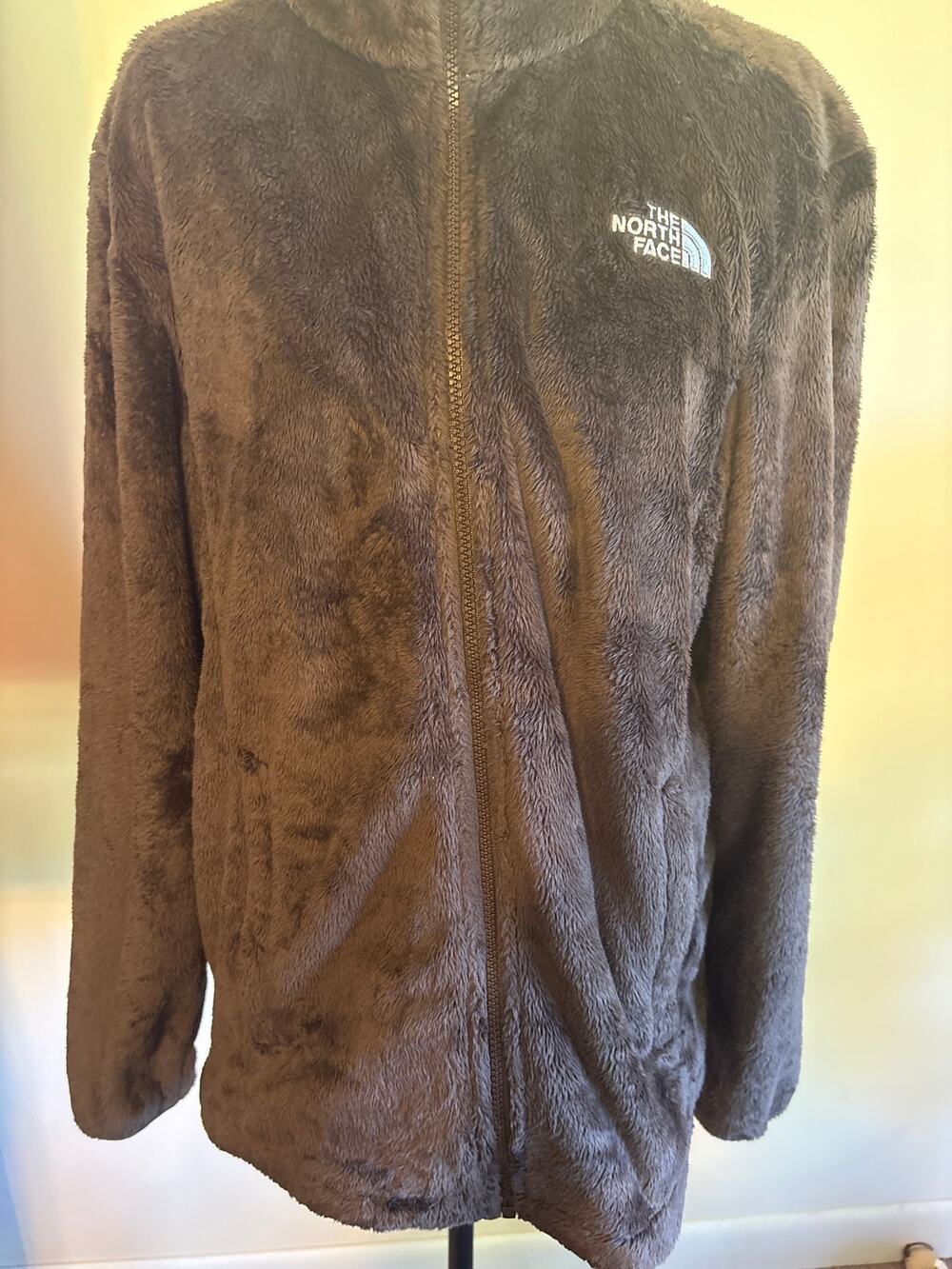 Brown North Face Front Zipper Fleece XL